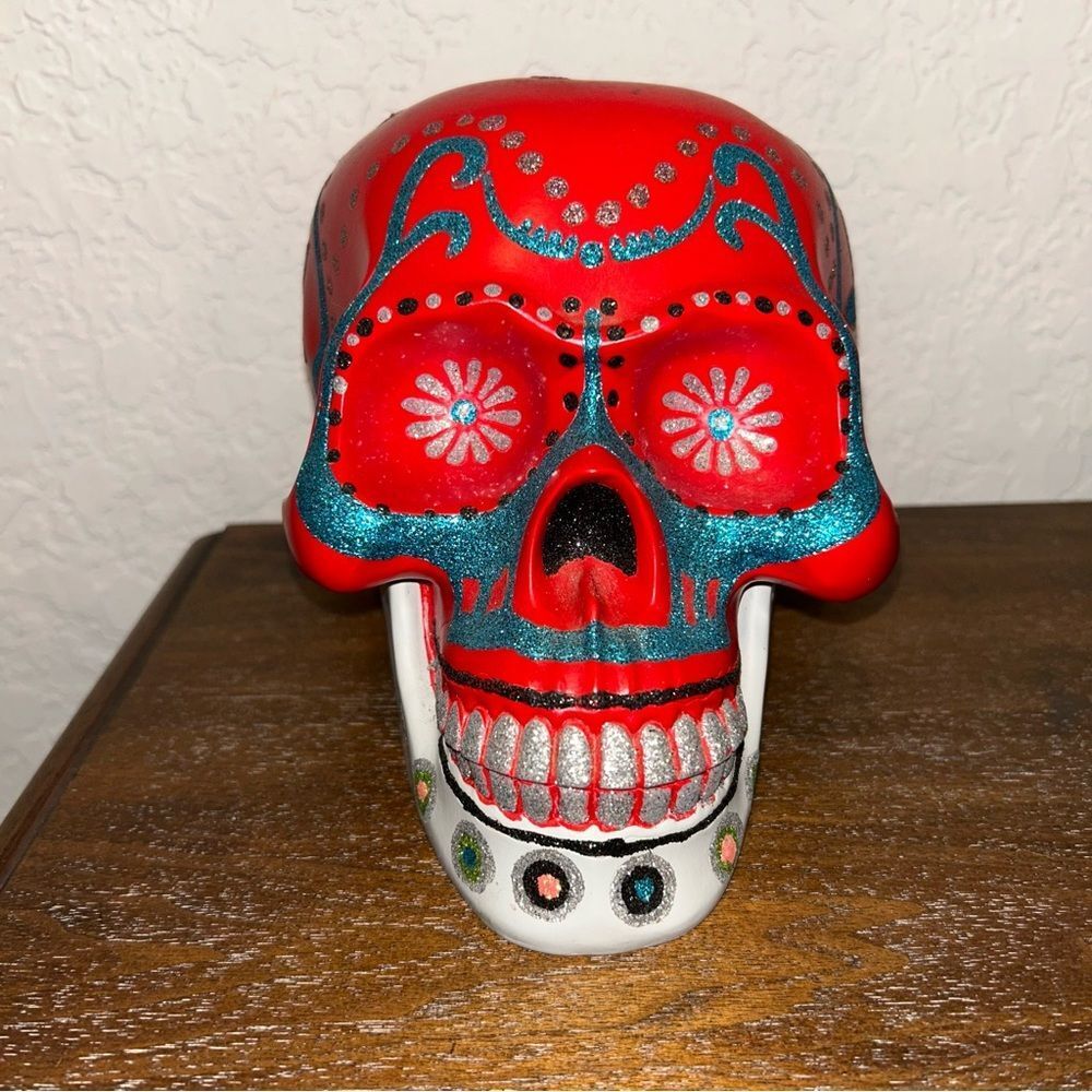 Christopher Radko Halloween Day of the Dead Glitter Embellished Skull Head